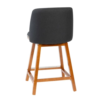 Emma And Oliver Upholstered Mid-Back Stools With Nailhead Accent Trim & Wood Frames - Image 8