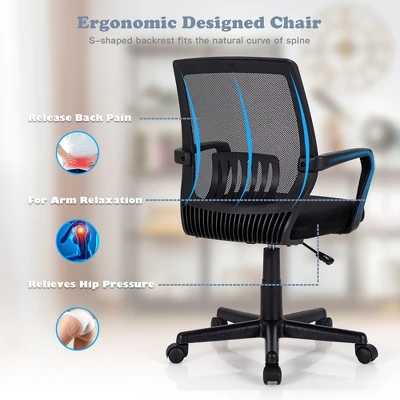 Costway Height Adjustable Mid-Back Mesh Chair Executive Chair W/ Lumbar Support - Image 5