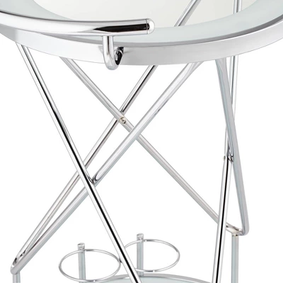 Studio 55D Page 29 1/2" High Glass And Chrome Rolling Serving Bar Cart - Image 4