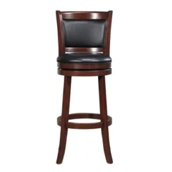 29" Piacenza Swivel Faux Leather Barstool Black - Inspire Q