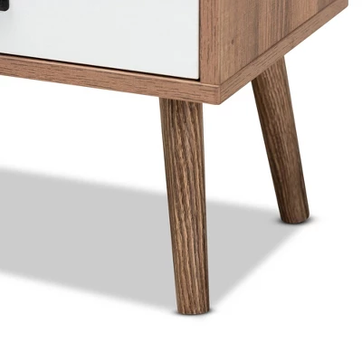 Hubbard Two-Tone Wood And Metal 1 Drawer Nightstand Natural Brown/Black/White - Baxton Studio - Image 6