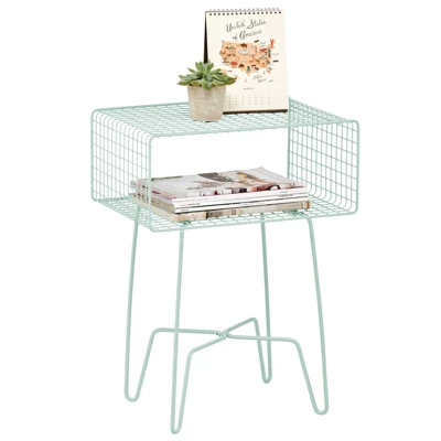 MDesign Modern Farmhouse Home Decor End Table, Wire Grid Storage Shelf - Image 10