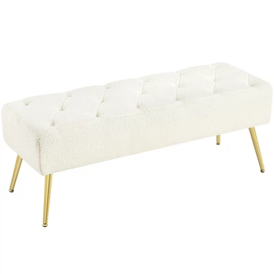 Yaheetech Modern Upholstered Button-Tufted Ottoman Footstool Bench For Bedroom - Image 7