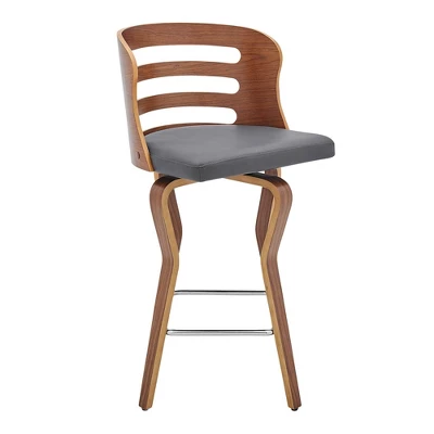 26" Verne Counter Stool With Faux Leather And Wood Finish - Armen Living - Image 9