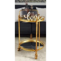 Traditional Iron And Mirrored Bar Cart Brass - Olivia & May