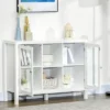HOMCOM Modern Kitchen Sideboard, Buffet Table With Removable Wine Rack, Glass Door Cabinet And Shelves For Living Room, Kitchen, Entryway, White