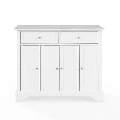 Avery Kitchen Island/Cart Distressed White/White Marble - Crosley - Image 9