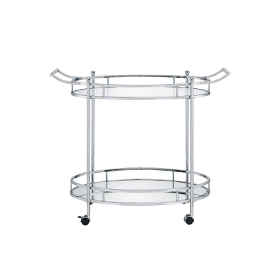 37" Jinx Clear Glass Serving Cart Chrome Finish - Acme Furniture