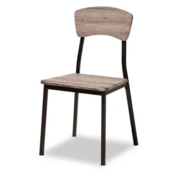 5pc Marcus Metal And Rustic Oak Finished Wood Dining Set Black/Oak - Baxton Studio