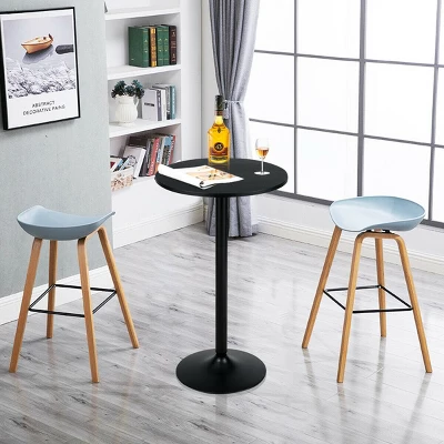 Costway 24" Round Pub Table Bistro Bar Height Cocktail Table W/Metal Base Indoor Black - Image 3