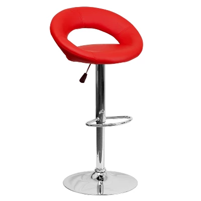 Emma And Oliver Rounded Orbit-Style Back Vinyl Swivel Adjustable Height Barstool - Image 10