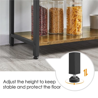 Yaheetech 5-Tier 56" H Baker’s Rack With Wire Basket & Power Outlets, Rustic Brown - Image 6