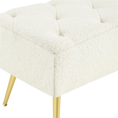 Yaheetech Modern Upholstered Button-Tufted Ottoman Footstool Bench For Bedroom - Image 5
