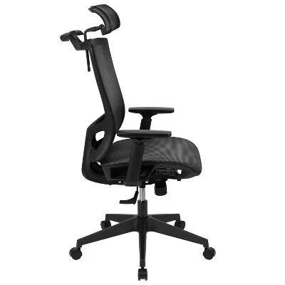 Flash Furniture Ergonomic Black Mesh Office Chair-Synchro-Tilt, Pivot Headrest, Adjustable Arms - Image 11