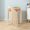 Costway Set Of 4 Colorful Square Stools Stackable Wood Stools With Anti-slip Felt Mats