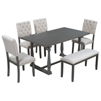 6-Piece Dining Table And Chair Set With Special-Shaped Legs And Foam-covered Seat - ModernLuxe - Image 4