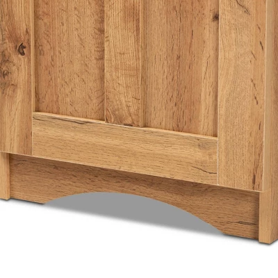 Lauren Wood Buffet And Hutch Kitchen Cabinet Oak Brown/Black - Baxton Studio - Image 4