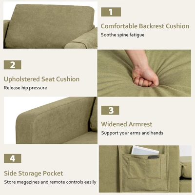 Costway Set Of 2 Fabric Accent Armchair Single Sofa W/ Side Storage Pocket - Image 7