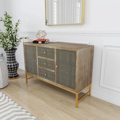 Contemporary Metal Cabinet Brown - Olivia & May - Image 13