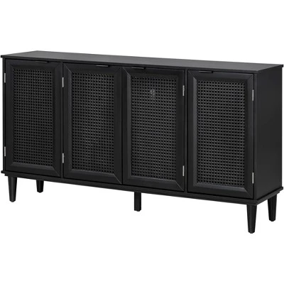 60" Generous Storage Sideboard With Faux Rattan Door - ModernLuxe - Image 9