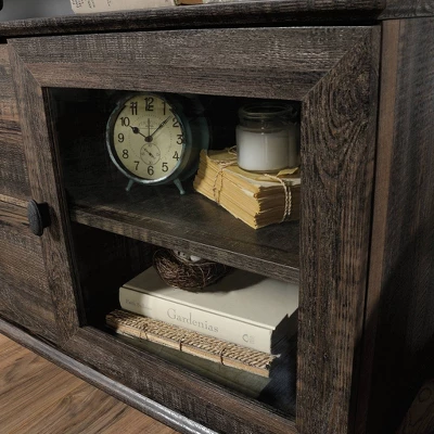 Canal Street Industrial Wood And Metal TV Stand For TVs Up To 65" Carbon Oak - Sauder - Image 2