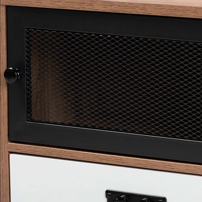 Hubbard Two-Tone Wood And Metal 1 Drawer Nightstand Natural Brown/Black/White - Baxton Studio - Image 4