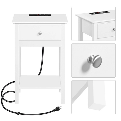 Yaheetech Wooden Side Table End Table With Recessed Power Outlets And USB Ports - Image 3