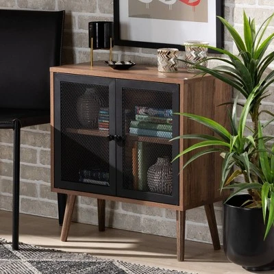 Yuna Natural Brown Wood And Metal 2 Door Storage Cabinet Natural Brown/Black - Baxton Studio - Image 7