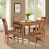 5pc 36"x36" Solid Wood Dining Table With 4 Splat Back Chairs Distressed Oak - International Concepts