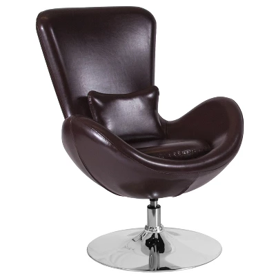 Merrick Lane High-Back Egg Style Lounge Chair With 360° Swivel Metal Base - Image 14