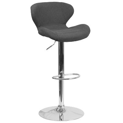 Emma And Oliver 2 Pack Contemporary Vinyl Adjustable Height Barstool With Curved Back And Chrome Base - Image 10