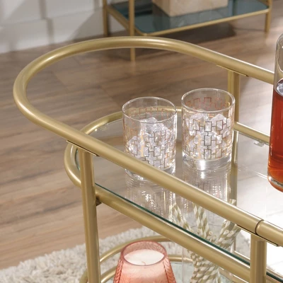 Coral Cape Bar Cart With Metal And Glass Satin Gold - Sauder - Image 4
