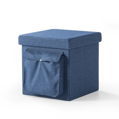 15" Cube Storage Ottoman With Pocket And Flip Top Tray - Mellow - Image 6