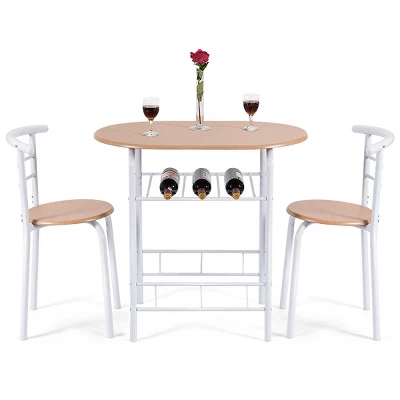 Costway 3 Piece Dining Set Table 2 Chairs Home Kitchen Breakfast Furniture - Image 4