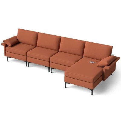 Costway L-shaped Modern Modular Sectional Sofa W/ Reversible Chaise & 4 USB Ports - Image 9
