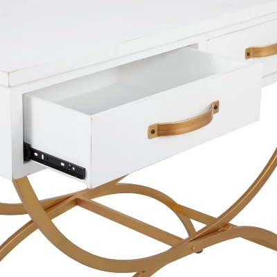 Contemporary Pine Console Table White - Olivia & May - Image 5