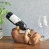 True Dachshund Polyresin Wine Bottle Holder Set Of 1, Yellow, Holds 1 Standard Wine Bottle