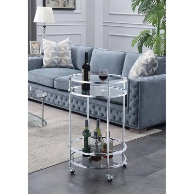 Royal Crest Bar Cart With Wheels Chrome - Breighton Home