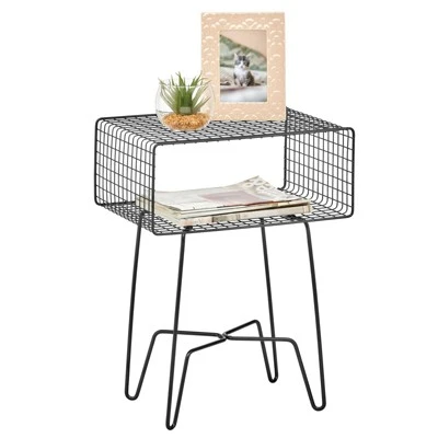 MDesign Modern Farmhouse Home Decor End Table, Wire Grid Storage Shelf - Image 14