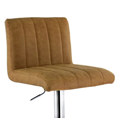 Elama 2 Piece Vintage Faux Leather Adjustable Bar Stool In Camel - Image 6