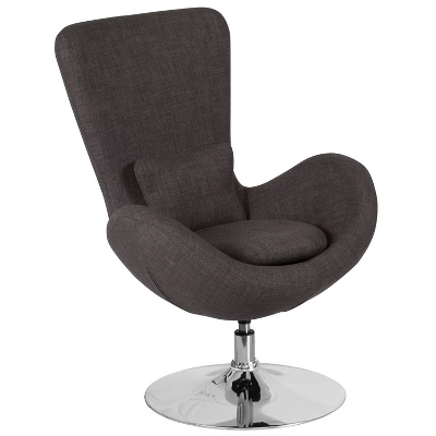 Merrick Lane High-Back Egg Style Lounge Chair With 360° Swivel Metal Base - Image 17