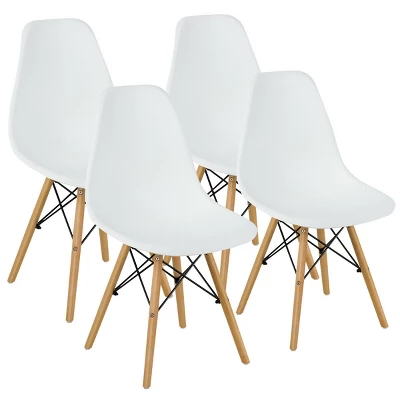 Costway Set Of 4 Modern Dining Side Chair Armless Home Office W/ Wood Legs White/Black/Blue - Image 11