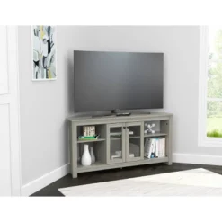 Corner TV Stand For TVs Up To 60" With Glass Doors - Inval