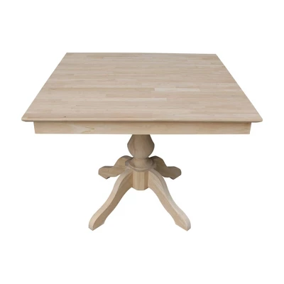 29.9" Dining Tables Sparks Square Top Pedestal Unfinished - International Concepts - Image 2