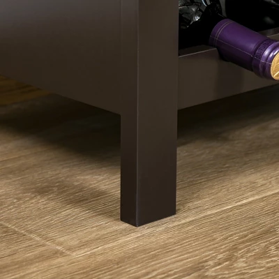 HOMCOM Modern Wine Rack, Storage Cabinet With 16-Bottle Wine Holder And Drawer For Living Room Or Home Bar, Dark Brown - Image 4