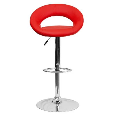 Emma And Oliver Rounded Orbit-Style Back Vinyl Swivel Adjustable Height Barstool - Image 4