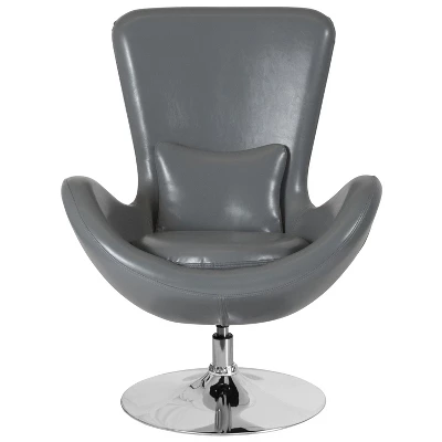 Merrick Lane High-Back Egg Style Lounge Chair With 360° Swivel Metal Base - Image 3