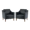 Set Of 2 Bonita Transitional Vegan Leather Armchair With Removable Seat Cushion And Nailhead Trims | ARTFUL LIVING DESIGN