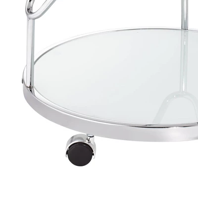 Studio 55D Page 29 1/2" High Glass And Chrome Rolling Serving Bar Cart - Image 3
