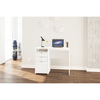 Cambridge 3 Drawer Writing Desk With Shelf White - Polifurniture - Image 4